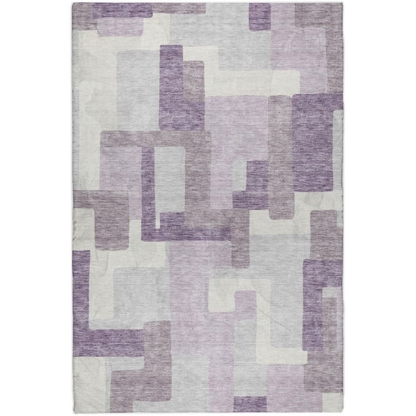 Dream Shag Premium Machine Washable Abstract ADS740 Lavender 9 ft. x 12 ft. Area Rug