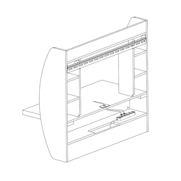 prepac wall mounted floating desk with storage in black