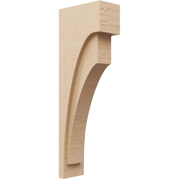 Ekena Millwork 6-in. x 12-in. x 36-in. Series 2 Thin Rivera Rough Cedar Woodgrain Timberthane Polyurethane Corbel, Primed Tan