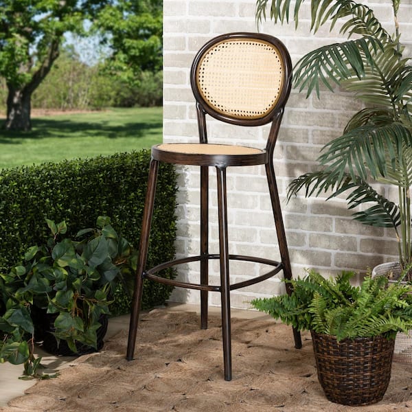 Baxton Studio Thalia Beige and Brown Metal Outdoor Bar Stool 211