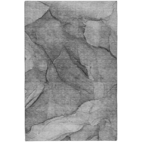Dream Shag Premium Machine Washable Abstract ADS607 Gray 3 ft. x 5 ft. Area Rug