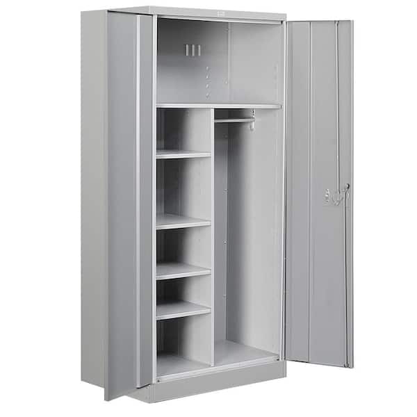 Salsbury Industries 36 in. W x 78 in. H x 24 in. D Combination Heavy Duty Storage Cabinet Assembled in Gray