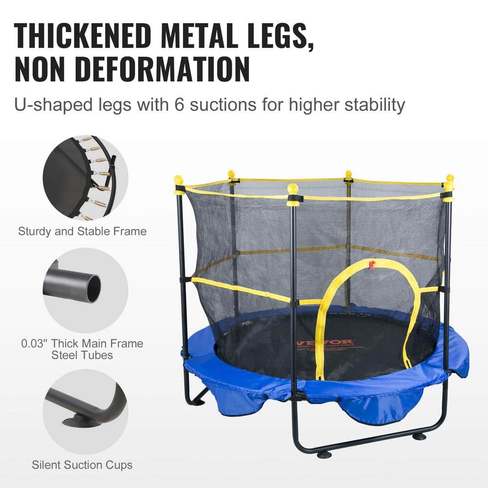 VEVOR 5ft Kids' Trampoline with Safety Enclosure and Basketball Hoop