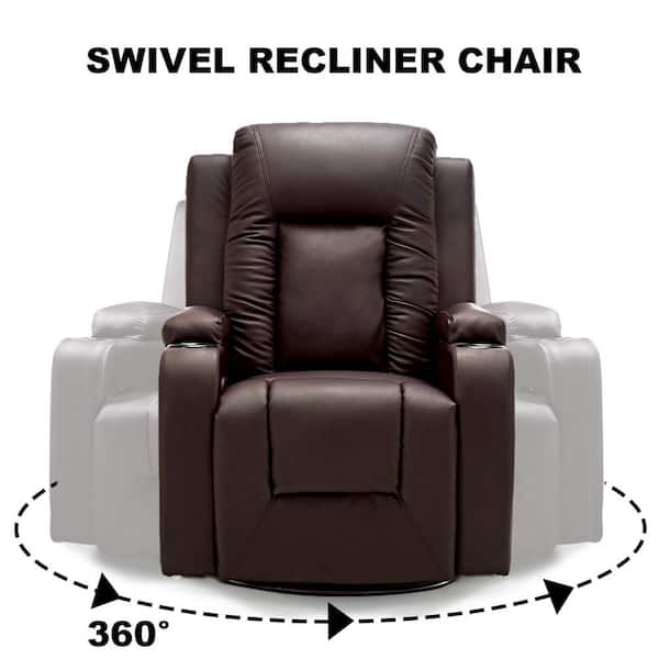 ComHoma Brown Faux Leather Recliner Chair Rocking Chair Swivel