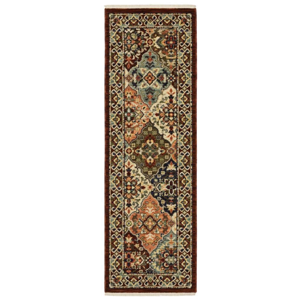 AVERLEY HOME Lillian Red/Multi-Colored 2 ft. x 6 ft. Oriental Trefoil ...
