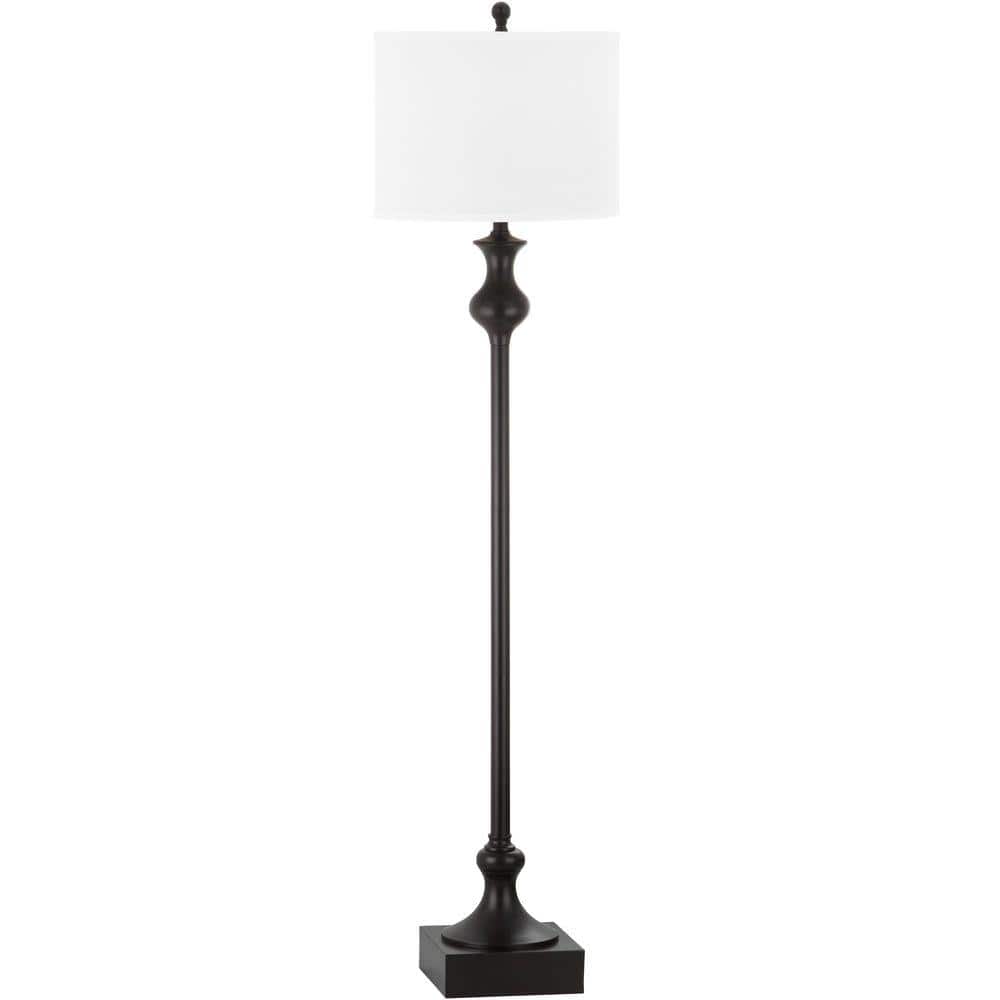 Traditional Black Bronze Arc Floor Lamp with White Shade
