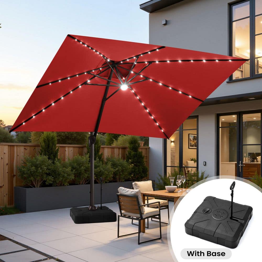 led cantilever patio umbrella vienne 10 red Feet Offset it delivers reliable performance in outdoor environments Sonkuki 10 ft. Round Solar