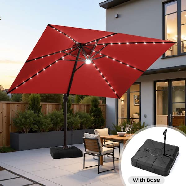 cantilever patio umbrella lowes Serwall 11-ft Navy Square Aluminum Crank Cantilever Patio Umbrella With  Base in the Patio Umbrellas department at Lowes.com