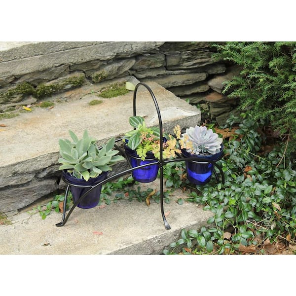 Small Herb Caddy Plant Stand for Kitchen or Garden, 16.75 in. H x 9.25 in. W, Iron Decorative Pots