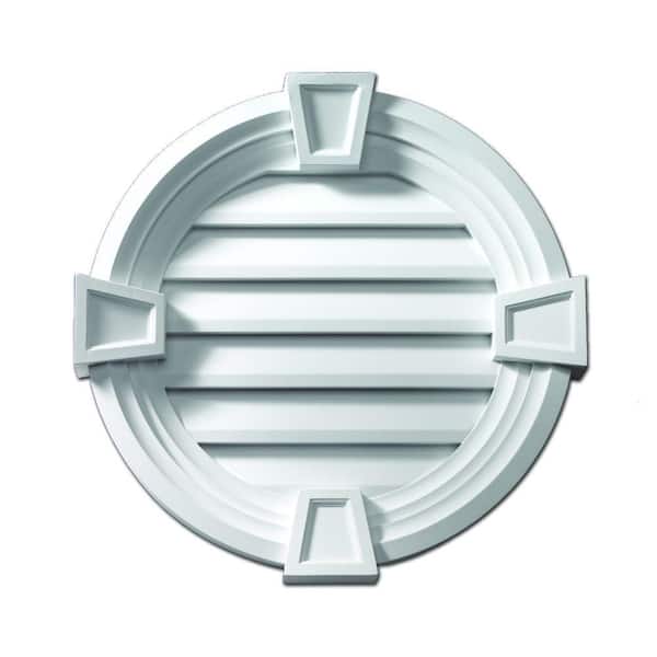 Fypon 17.125 in. x 17.125 in. Functional Round Polyurethane Weather Resistant Gable Louver Vent