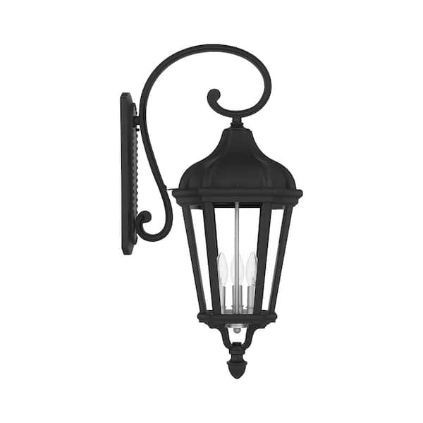 Livex Lighting Morgan 3 Light Textured Black Outdoor Wall Sconce