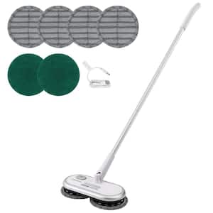 Cordless Electric Mop with Dual Spinning Mop Heads, 4-Microfiber Pads & 2-Floor Scrubber Pads for 70-Mins