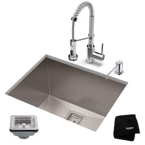 Pax 24 in. Undermount Single Bowl Stainless Steel Kitchen Sink with Faucet in Chrome