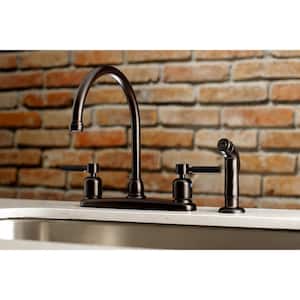 Modern 2-Handle High Arc Standard Kitchen Faucet with Side Sprayer in Oil Rubbed Bronze