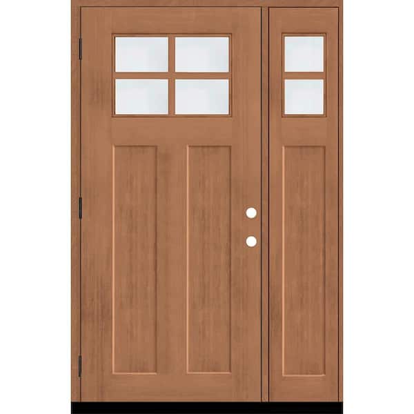Steves & Sons Regency 53 in. x 80 in. RHOS 4L-1/4Toplite Clear Glass AutumnWh Stain Fir Grain Fiberglass Prehung Front Door w/14in. SL