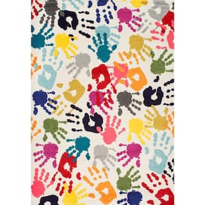 Pinkie Handprint Playmat Multi 10 ft. x 14 ft. Area Rug