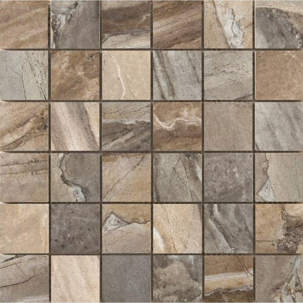 EMSER TILE Eurasia Blend 13 in. x 13 in. x 7 mm Porcelain Mesh-Mounted Mosaic Tile (1.19 sq. ft.)