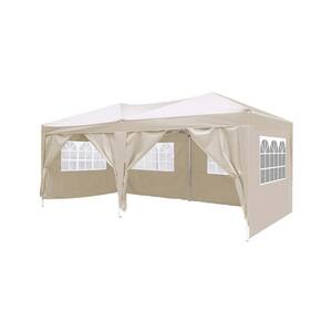 10 ft. x 20 ft. Beige Pop Up Canopy Portable Tent with 6 Removable Sidewalls, Carry Bag, 4pcs Weight Bag