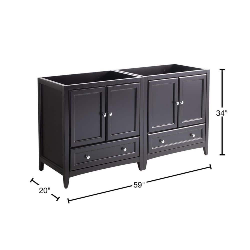Espresso 59" Double Freestanding Engineered Wood Vanity Base