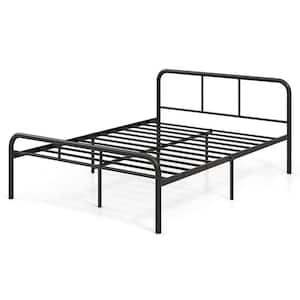 Black Metal Frame Bed Full Size Platform Bed Base with Headboard and Footboard