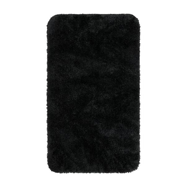 Mohawk Home Bridgetown Plush 20 in. x 34 in. Black Solid Polyester Rectangle Machine Washable Bath Mat
