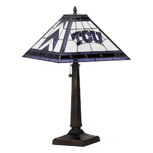 NCAA - 23 in. Antique Bronze Stained Glass Mission Lamp-TCU