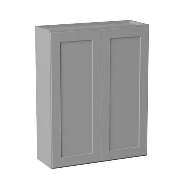 33 in. W x 12 in. D x 42 in. H Ready to Assemble Solid Wood Shaker Wall Kitchen Cabinet in Light Grey