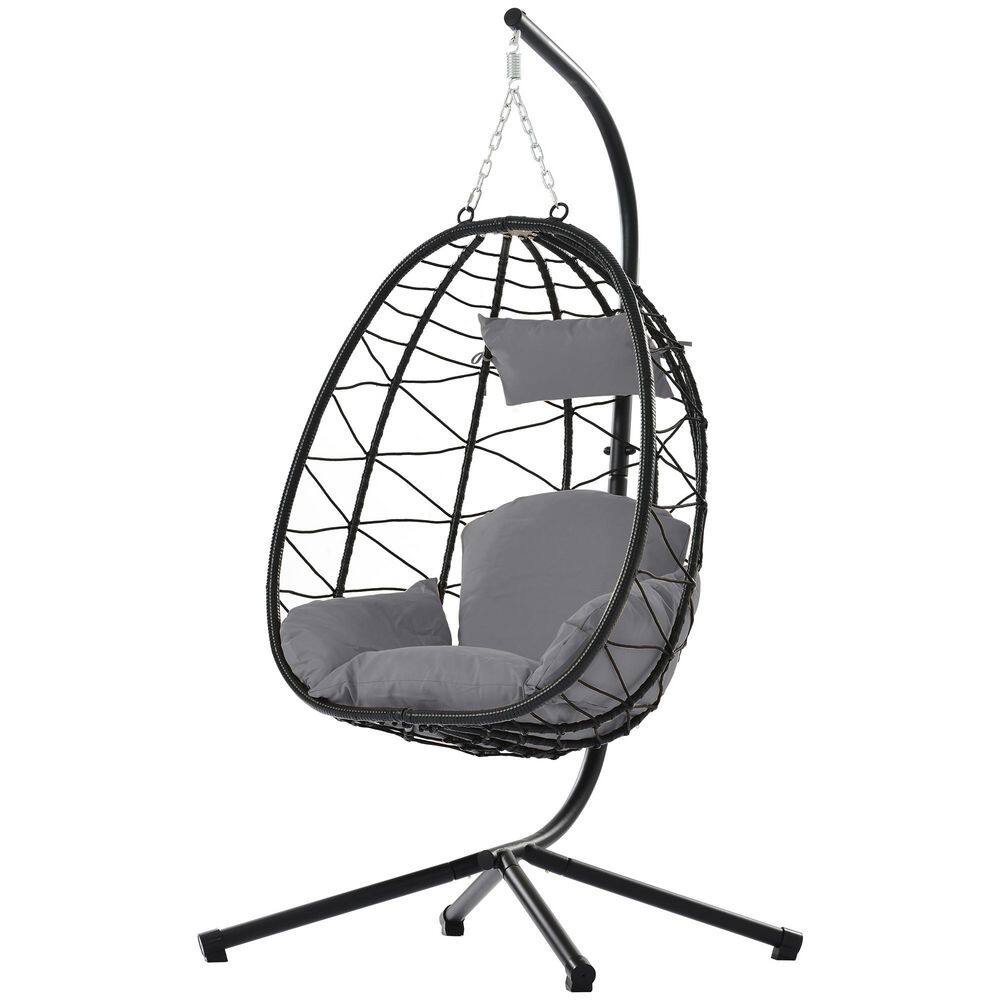 1-Person Dark Gray Rattan Metal Patio Swing with Polyurethane price history on PriceWatchPro