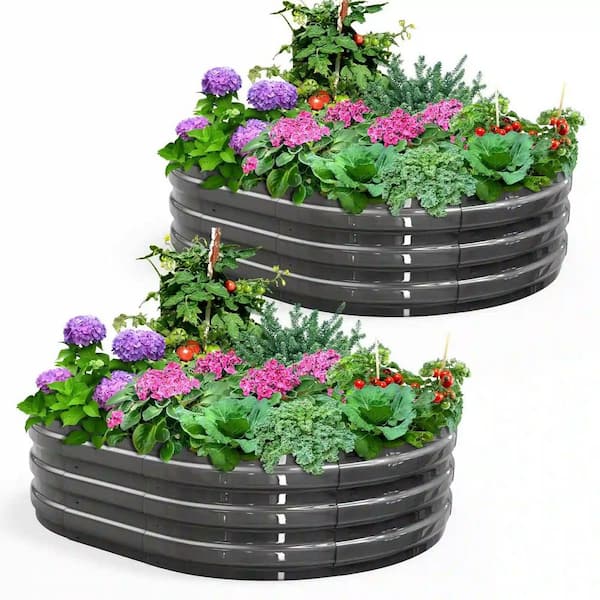 4 ft. x 3 ft. x 1 ft. Galvanized Metal Raised Garden Bed, 10-Minute Assembly, Dark Gray, 2 Packs