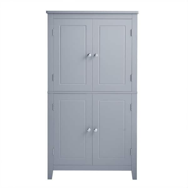 Miscool Anky 23.6 in. W 11.8 in. D 43.3 in. H Gray MDF Freestanding Bathroom Storage Linen Cabinet