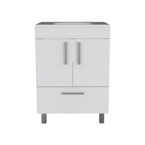 23.62 in. W x 17.71 in. D x 33.46 in. H 1-Sink Freestanding Bath Vanity in White Finish with Particle Board Top