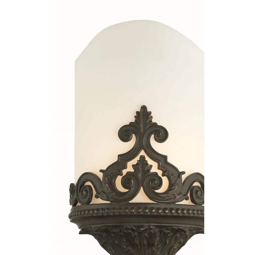 Aged Bronze Wall Sconce with White Faux Alabaster Shade