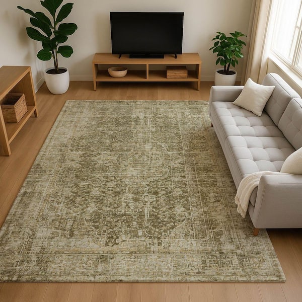 Mayfield Premium Machine Washable Abstract AMF1663 Brown 10 ft. x 14 ft. Area Rug