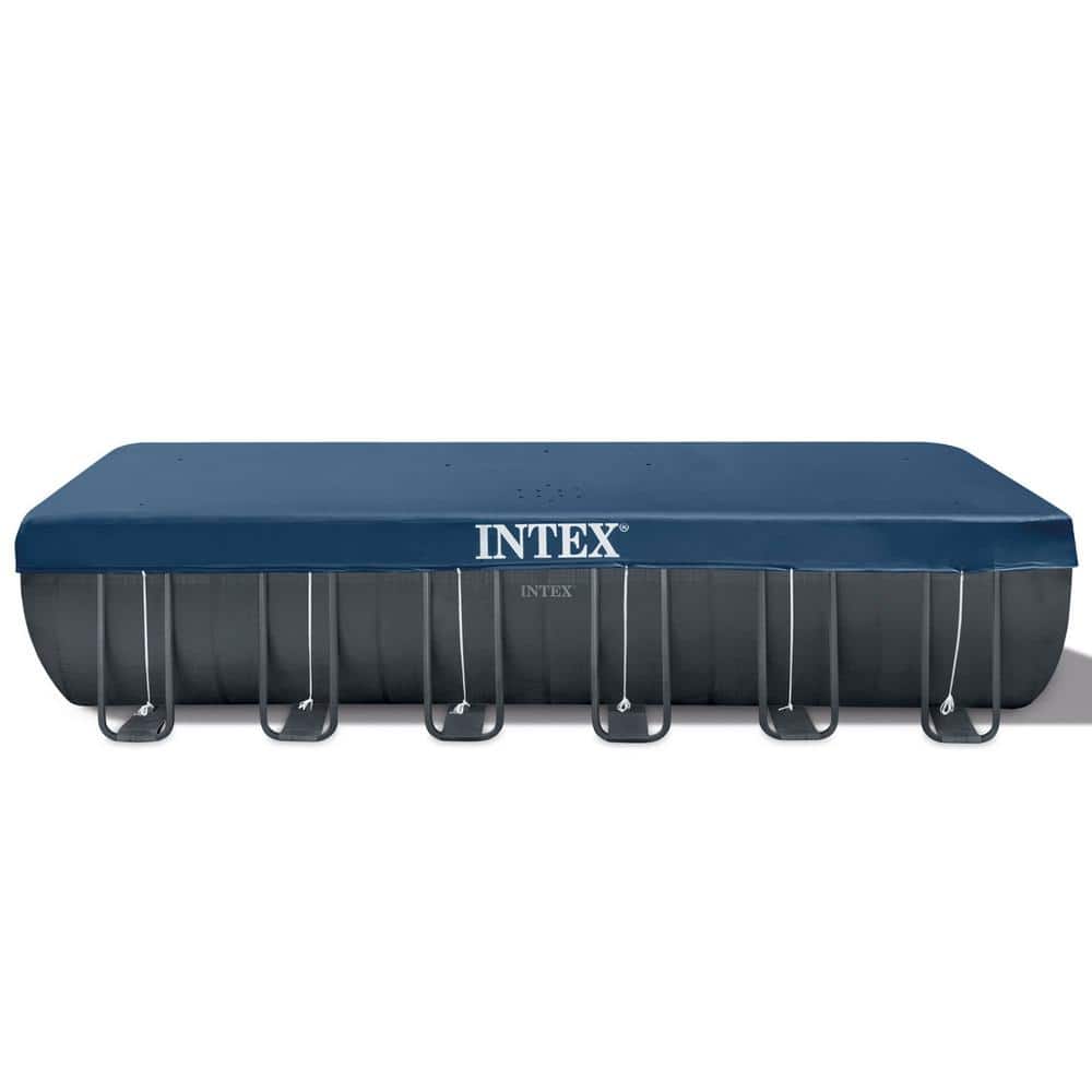 Intex 24FT x 12FT Gray Rectangular Above Ground Pool Set with Filter Pump