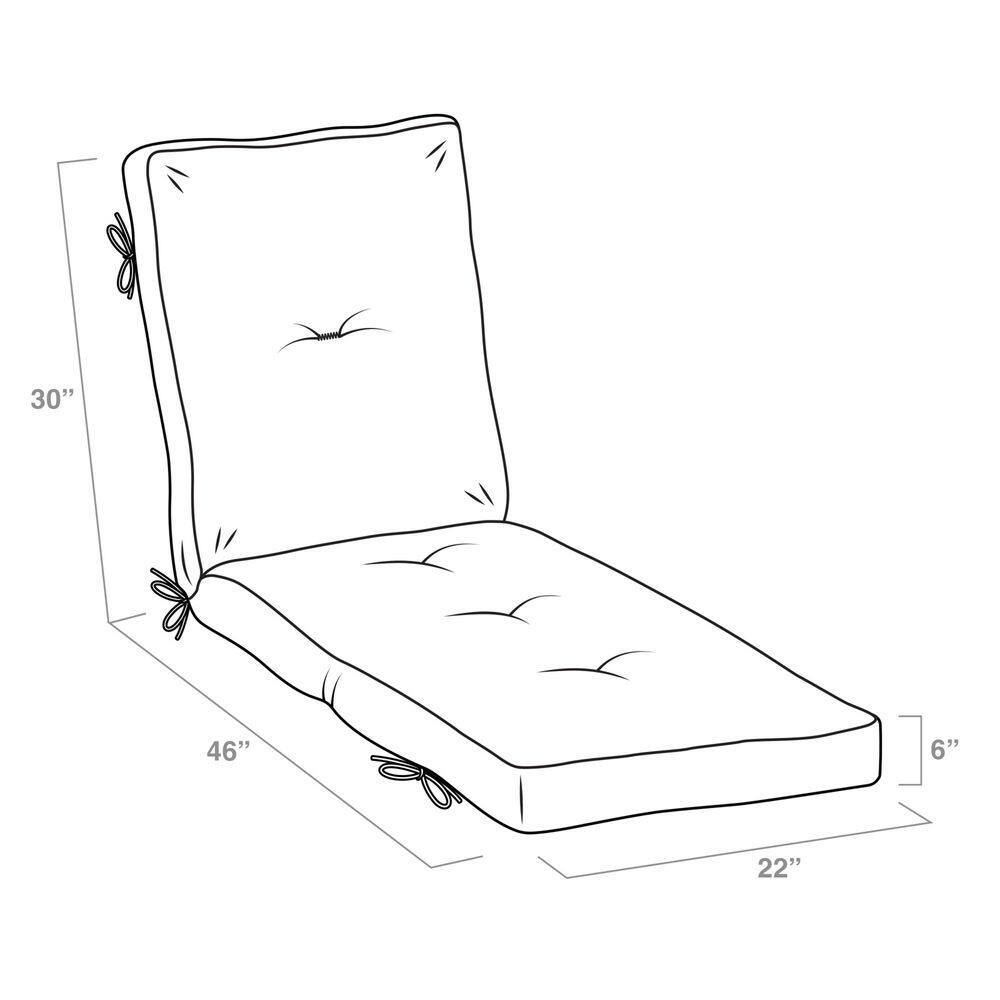 Diagram showing dimensions of the chaise lounge cushion.