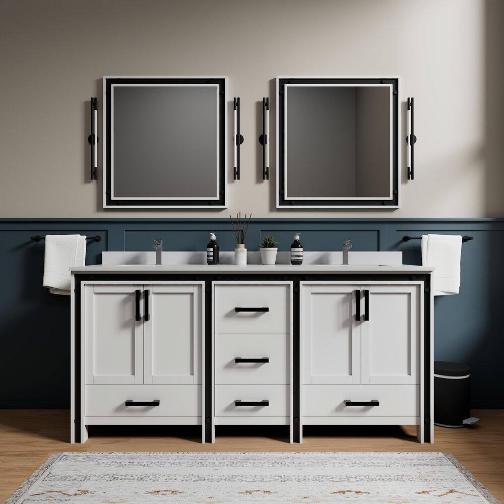 Ziva 72 in W x 22 in D White Double Bath Vanity and Cultured Marble Top price history on PriceWatchPro