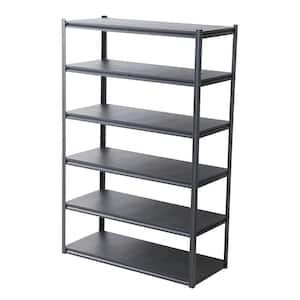 6 Tiers Steel Heavy Duty Adjustable Garage Storage Shelving Unit in Black (55.1 in. W x 83.7 in. H x 23.6 in. D), Solid