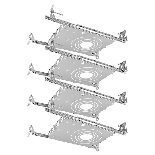 LUXRITE New Construction Mounting Plate, 2 in. x 3 in. x 4 in. Sliding Plate, Recessed Lighting Shallow Housing (4-Pack)