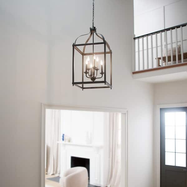 Larkin 6-Light Olde Bronze Traditional Candle Cage Foyer Pendant Hanging Light