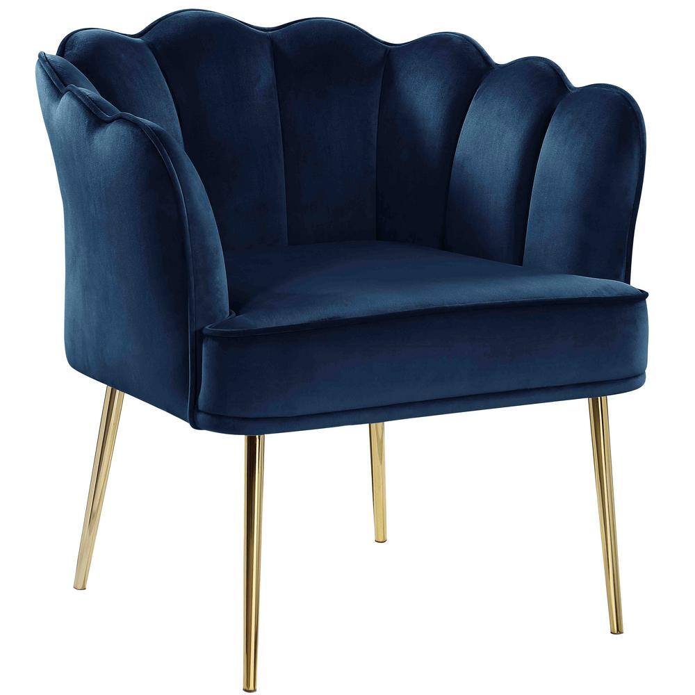 Best Master Furniture Jackie Navy Velvet Accent Chair with Gold Legs JL023N - The Home Depot