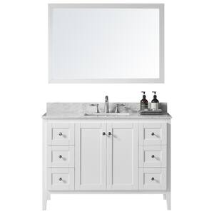 York 48 in. W x 22.4 in. D x 34.2 in. H Bath Vanity in White w/ Marble Vanity Top in White w/ White Basin and Mirror