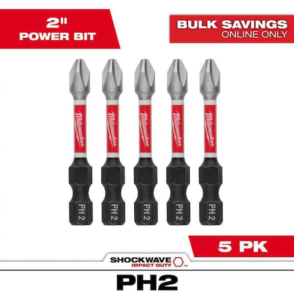 SHOCKWAVE Impact Duty 2 in. Phillips #2 Alloy Steel Screw Driver Drill Bit (5-Pack)