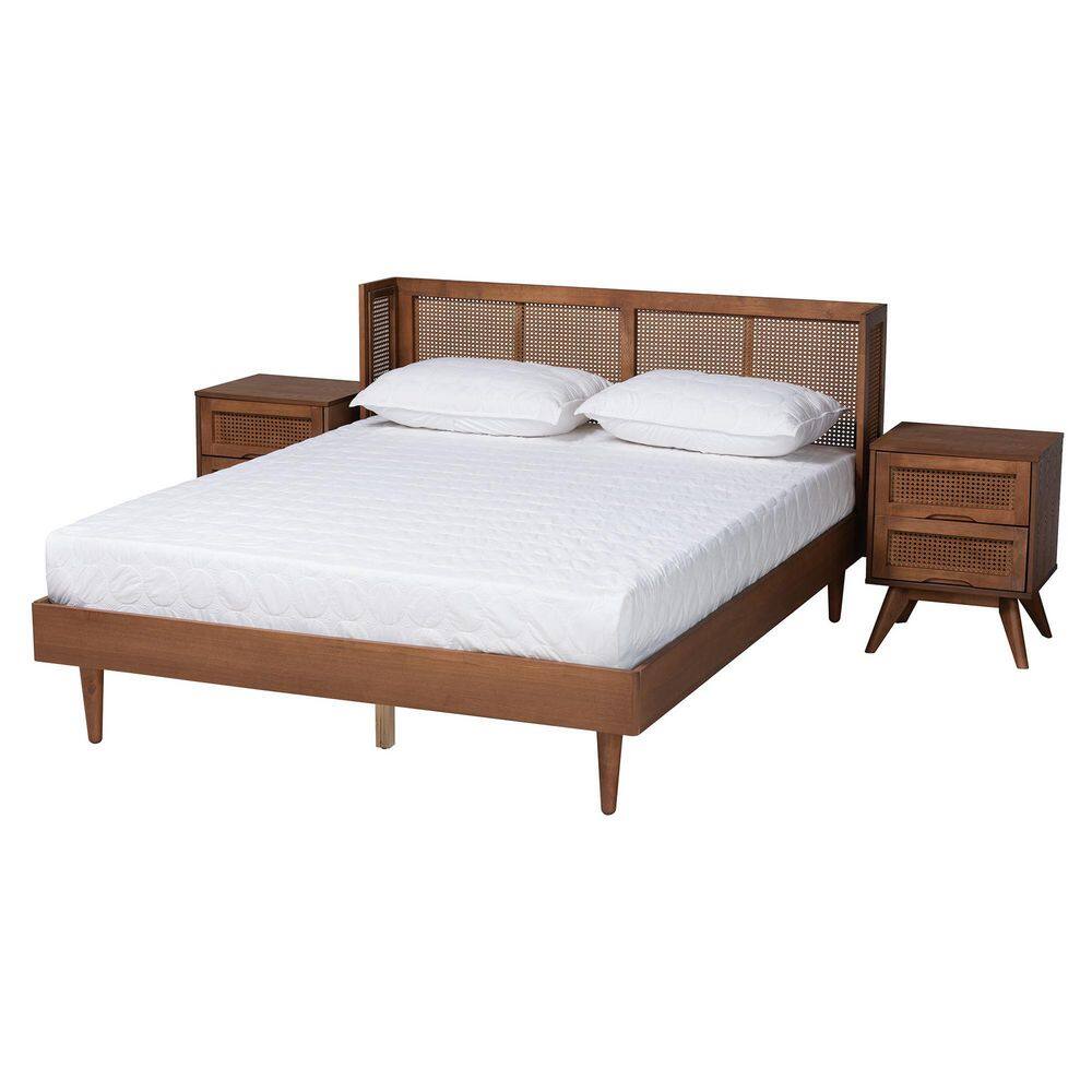 Baxton Studio Rina 3 Piece Ash Walnut Queen Bedroom Set 2239814 11298HD The Home Depot