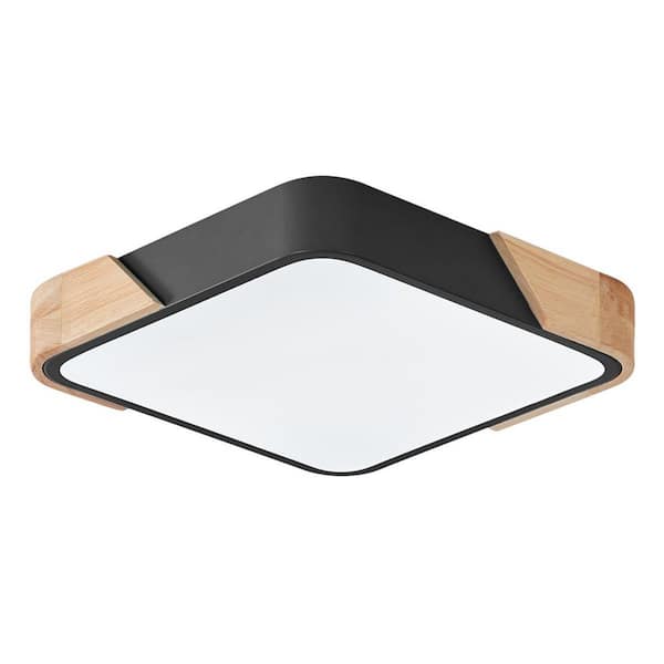 DEWDROP 15.74 in. 1-Light Classic LED Flush Mount Ceiling Light 36-Watt Black Ceiling Lighting Fixtures for Living Room Kitchen