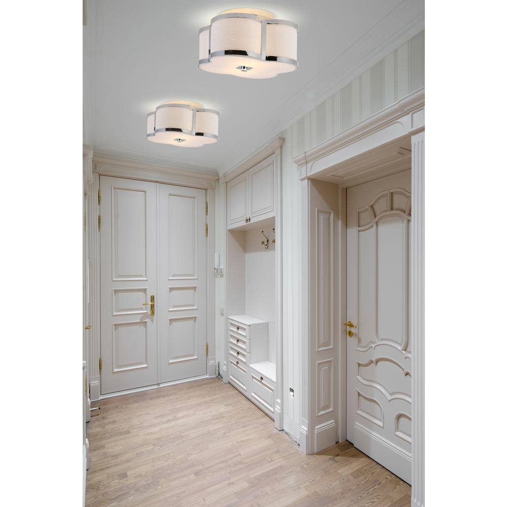 Modern Chrome Glass LED Flush Mount Chandelier, 13"