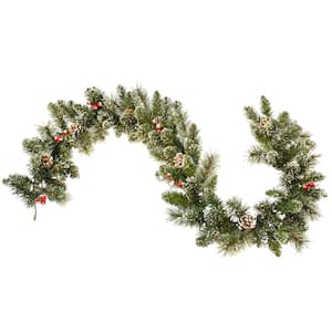 6 ft. Snow Cashmere Mix Pine Garland 106-Tips and Pinecones and Berry