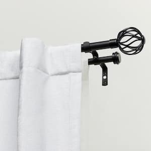 Ogee 36 in. - 72 in. Adjustable 1 in. Double Curtain Rod Kit in Matte Black with Finial