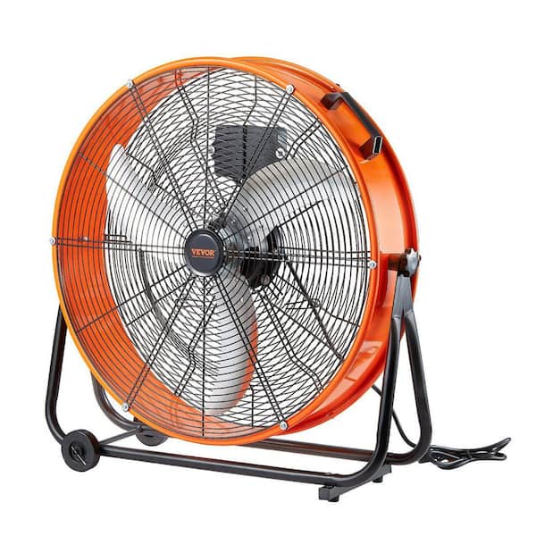 Drum Tower Fan 24 in. High Velocity Industrial Infinitely Variable Speed 7935CFM in Orange