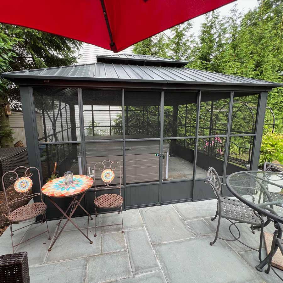 Purple Leaf 12' x 14' Grey Aluminum Hardtop Gazebo with Galvanized Steel Roof