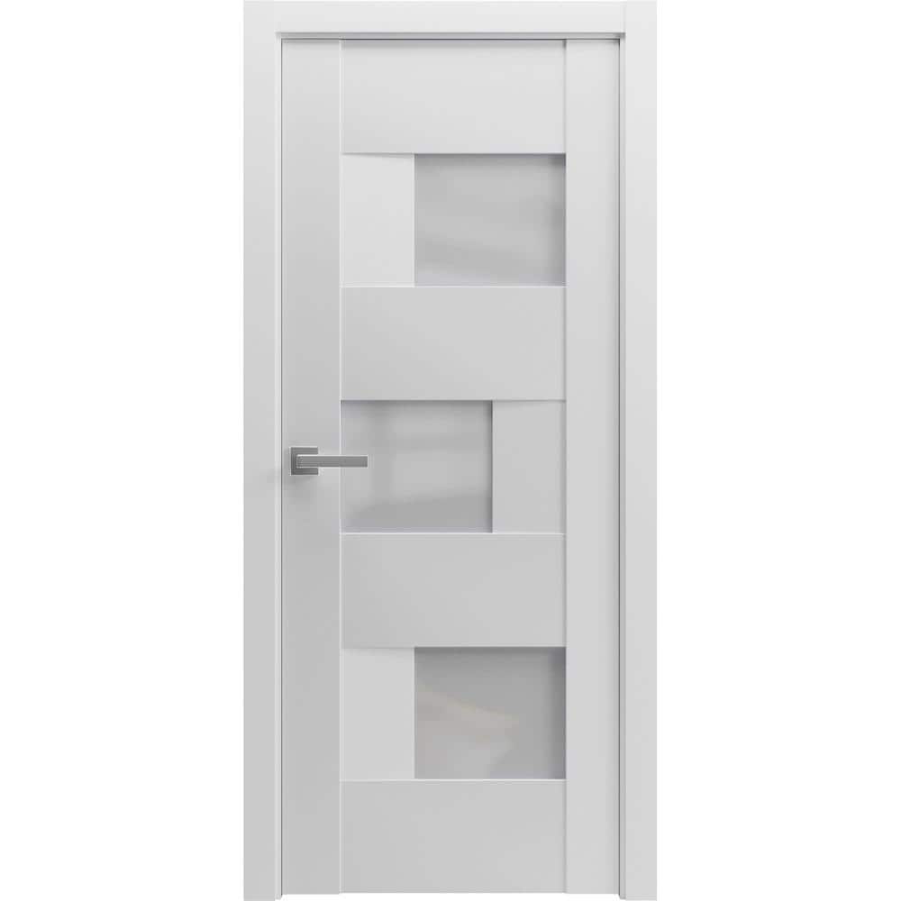 6933 36 in. x 84 in. Right-Hand/Inswing Solid Wood Frosted Glass White Single Prehung Interior Door with Hardware price history on PriceWatchPro